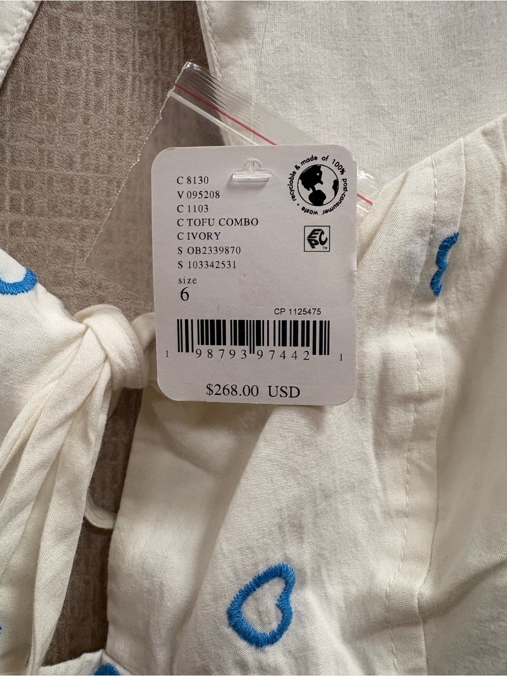 Free People Cream Maxi Dress with Blue Heart Print - Picture 7 of 7